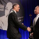 President Obama and the Rev. Al Sharpton at yesterday's National Action Network Conference